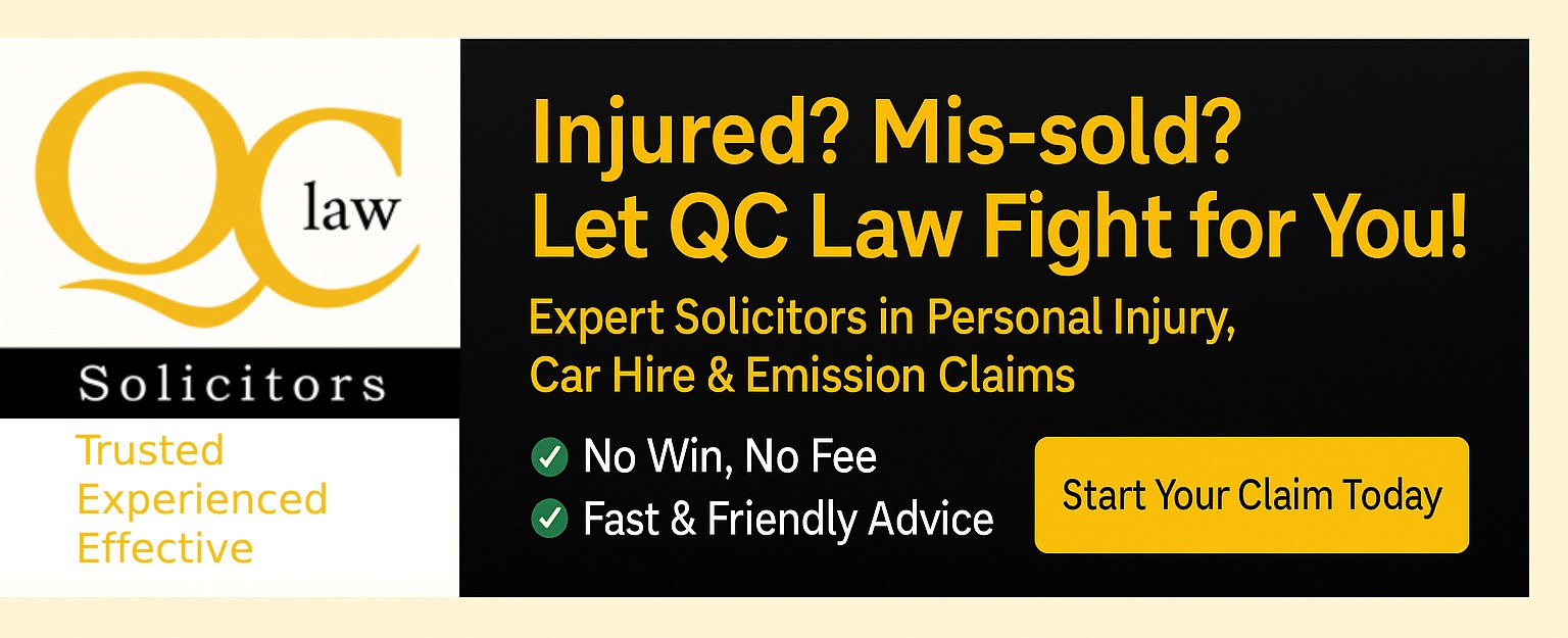 QC Law Solicitors — Injured? Mis-sold? Expert solicitors in personal injury, car hire and emission claims. No win, no fee. Start your claim today.